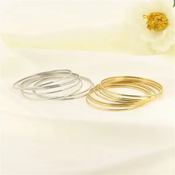 Wholesale Ion Plating (IP) 18K Gold Plated Solid Color 304 Stainless Steel Solid Color Waterproof Non Tarnish 304 Stainless Steel Bangle