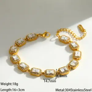 Full Diamond Rectangular Bracelet