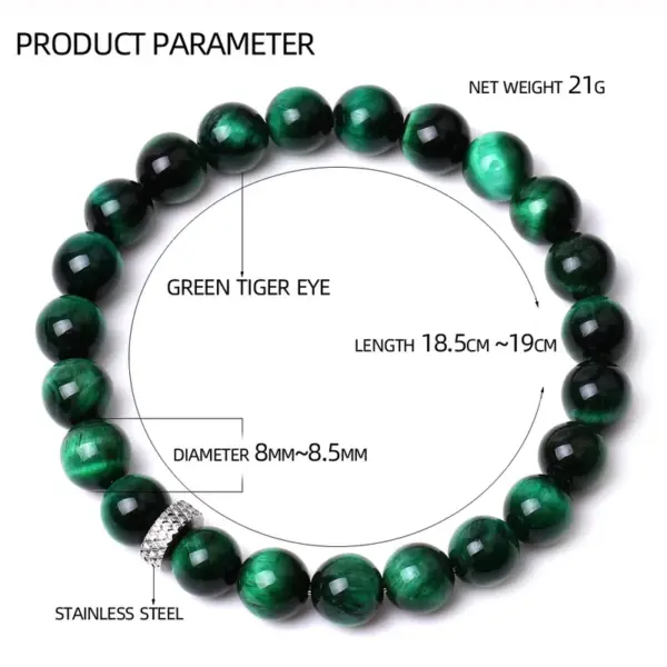 Wholesale Simple Style Round Natural Stone Elastic String Titanium Steel Woven Chain Bracelets In Bulk