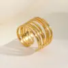 Wholesale PVD Coated Real Gold Plated 18K Gold Geometric 201 Stainless Steel Vintage Style Simple Style Classic Style Waterproof Non Tarnish Rings