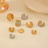 Wholesale PVD Coated Real Gold Plated 18K Gold C Shape Solid Color 304 Stainless Steel Simple Style Classic Style Waterproof Non Tarnish Ear Cuffs