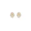 Wholesale Plant Stud Earrings With 925 Sterling Silver Posts, Copper Base, 14K Real Gold Plated, And Zircon Inlay In Gold