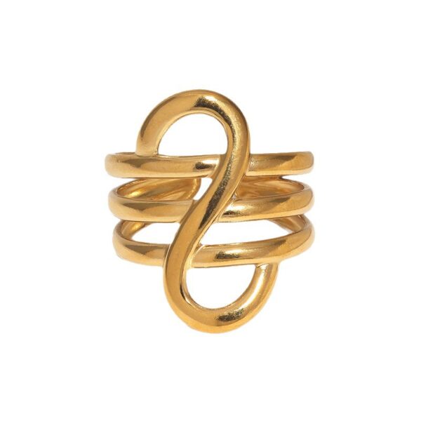 oly-cfb65bece441b6b45817b1189ee71dea Wholesale Stainless steel ring with geometric gold plating and open design, titanium steel, colorfast.