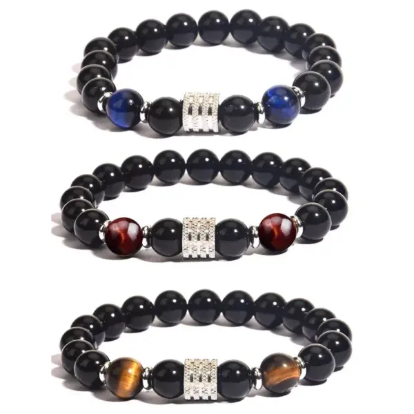 Wholesale Simple Style Classic Style Round Stainless Steel Natural Stone Glass Chakra Bracelet