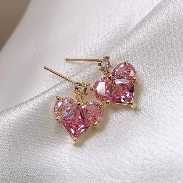oly-cfbfb188406c10a4cd8075b80c97d442 Wholesale Korean Style Explosions Romantic Love Shape Peach Powder Earrings Women's Style Fresh Sweet Simple Sweet Cool Super Flash Earrings Trendy