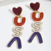oly-cfc17218774613442c2cb74746025c36 Wholesale 1 Pair IG Style Retro Classic Style Letter Inlay Alloy Seed Bead Drop Earrings
