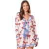 Wholesale Ruffled Long Sleeve Two-piece Thin Printed Valentine's Day Series Pajamas Casual suit