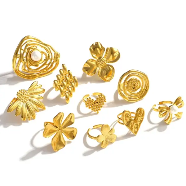 Wholesale Jewelry Retro Classic Style Heart Shape Bow Knot 304 Stainless Steel Plating Open Rings
