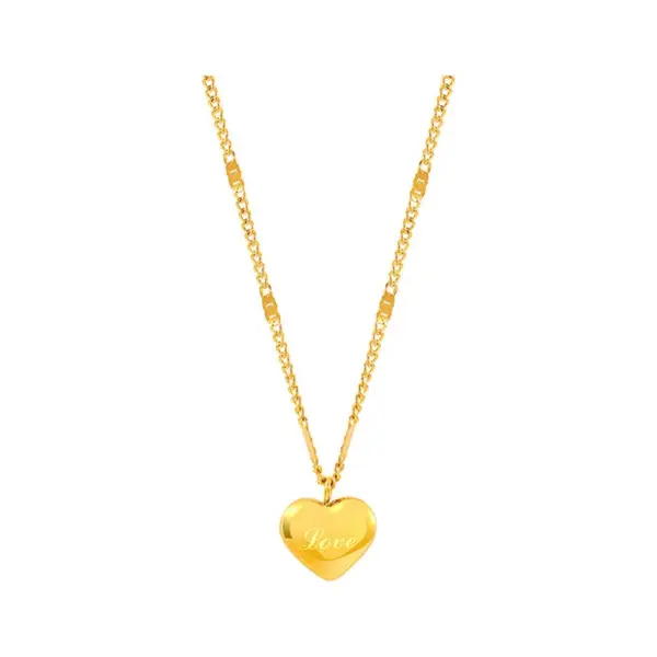 Wholesale Jewelry Simple Style Heart Titanium Steel Imitation Gold Snake Chain Necklace