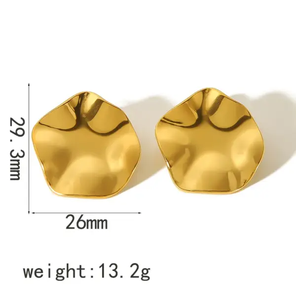 Wholesale PVD Coated Real Gold Plated 18K Gold Quadrilateral Circle Heart Shape 304 Stainless Steel Simple Style Waterproof Non Tarnish Ear Studs