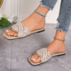 Wholesale Summer Pearl Flat Beach Sandals and Slippers Women’s Fashion Outerwear One Word Sandals Women’s