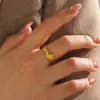Wholesale Ion Plating (IP) 18K Gold Plated Irregular 304 Stainless Steel Elegant Simple Style Waterproof Non Tarnish Open Rings