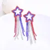 Wholesale National Flag Earrings With Claw Setting, Silver Plated Copper Material Featuring Rhinestones And 0.03µm Water Plating Thickness