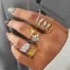 Wholesale Geometric 304 Stainless Steel Adjustable Ring With 18K Gold Plated PVD Coating, Waterproof Non Tarnish