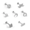 Wholesale 1 Piece Lip Rings Classic Style Solid Color 304 Stainless Steel 316 Stainless Steel Polishing Inlay Zircon Lip Rings