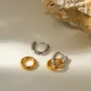 Wholesale E10 Minimalist Circle Earrings Double Layer Circle Splicing Ear Jewelry Stainless Steel 18k Gold Women's Accessories