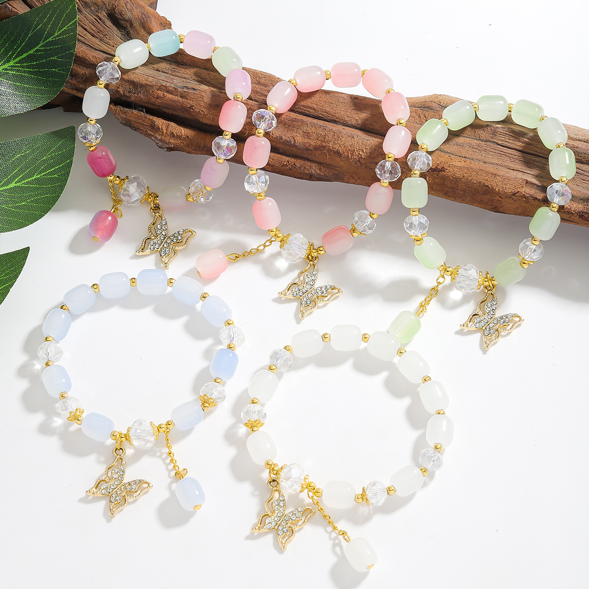 Wholesale Cross-border European and American New Butterfly Bracelet Crystal Youth All-match Elegant Holiday Style Butterfly Bracelet Rainbow Jewelry