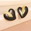 Wholesale 304 Stainless Steel Plastic Heart Shape Plated Imitation Gold IG Style Cute Exaggerated Enamel Gold Ear Studs