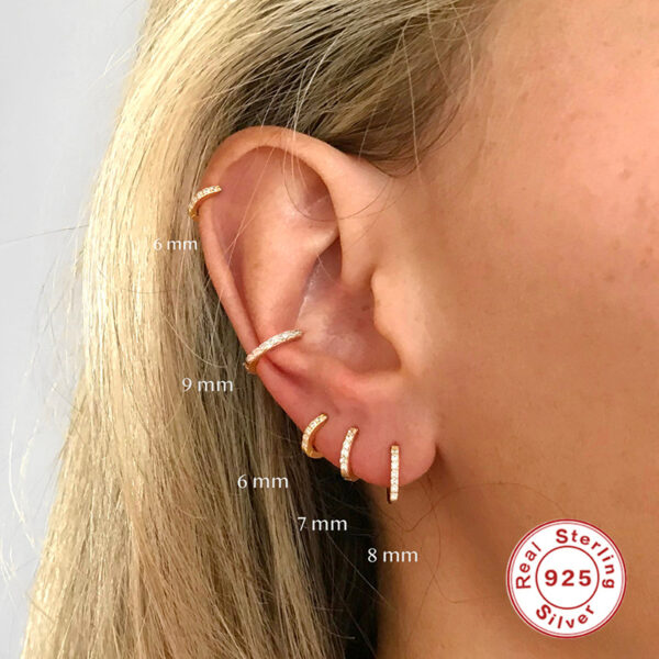 Wholesale Silver hoop earrings, cuff earrings, colored zircon hoop earrings