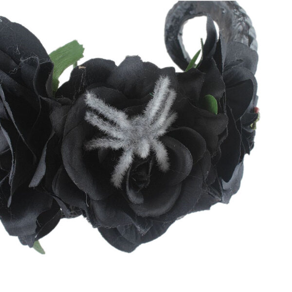 oly-d08997fb72da7e8eb8d95ca85b64b090 Wholesale black flower Gothic photo head buckle horn skull headband Halloween Japanese style hair accessories
