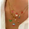 Wholesale 304 Stainless Steel Geometric PVD Coated Enamel 18K Real Gold Plated Nordic Style Sweet Simple Style Hypoallergenic Cross Chain Cuban Link Chain Curb Chain Lobster Trigger Clasp Closure Gold Multi Charms Necklace