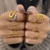 Wholesale PVD Coated Real Gold Plated 18K Gold Geometric 304 Stainless Steel Simple Style Waterproof Non Tarnish Rings