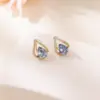 Wholesale Elegant Geometric Heart Zircon New Style Fashionable Versatile Lightweight Luxury Earrings Cross Pattern Polished Finish