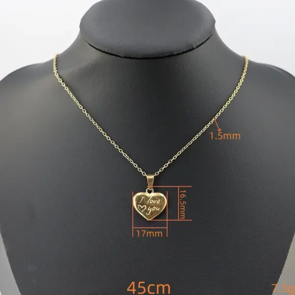 Wholesale Jewelry Casual Vintage Style Heart Shape 304 Stainless Steel Gold Plated Handmade Plating Carving Pendant Necklace