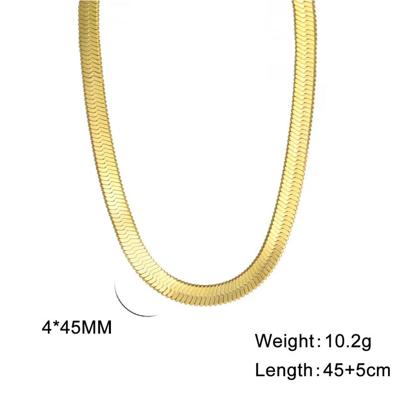 Wholesale Ion Plating (IP) 18K Gold Plated Chain Necklace 304 Stainless Steel IG Style Original Design Basic Waterproof Non Tarnish 304 Stainless Steel Lobster Trigger Clasp Closure Layered Necklaces Sweater Chain Long Necklace - Gold, 4mm Wide, 45 5cm Long