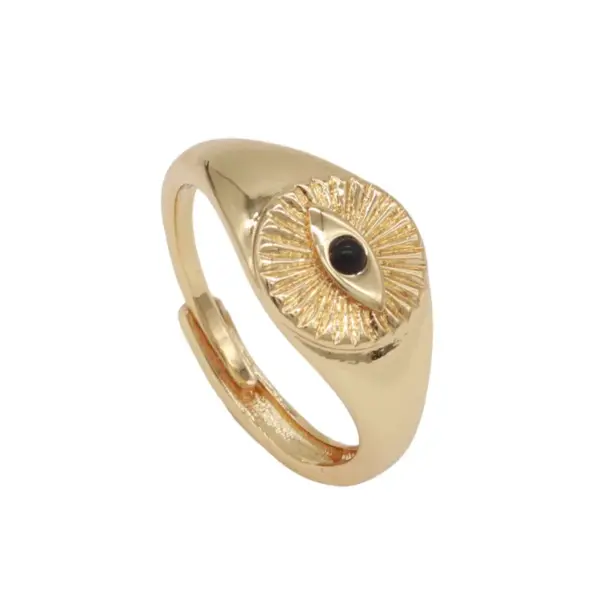 Wholesale Devil's Eye Unisex Ring In Copper With Zircon Inlay, Available In Gold