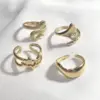 Wholesale Plasma Plated Steel Color 304 Stainless Steel Open Ring Snake-Shaped Cross Ginkgo Leaf Waterproof Non-Fading For Women