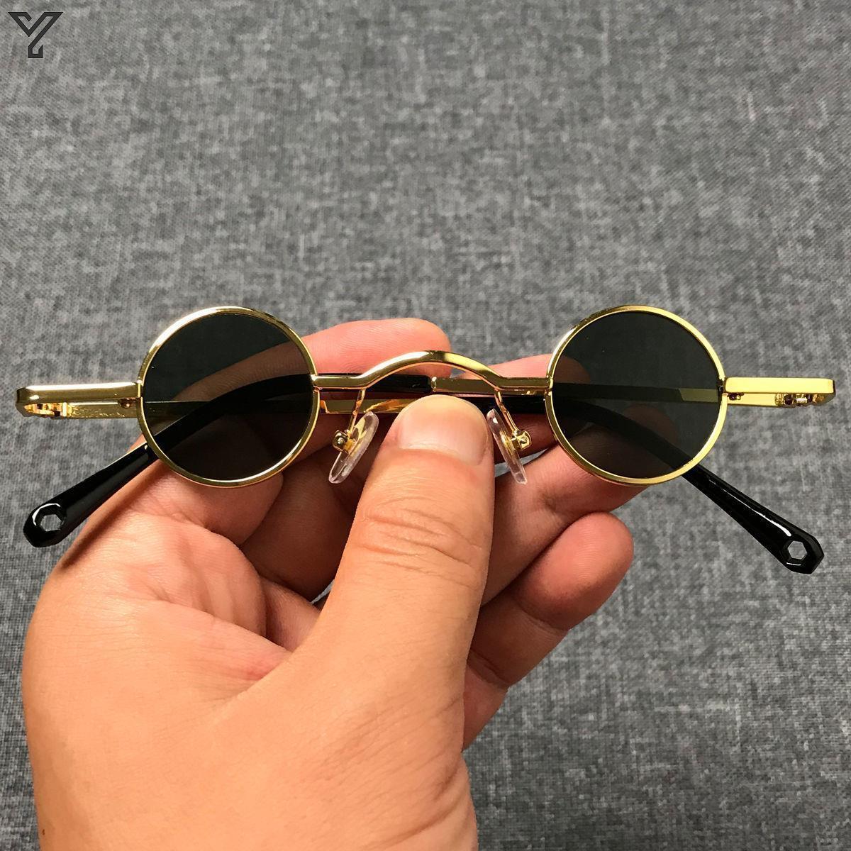 Wholesale Ultra Small Frame Round Retro Sunglasses for Men and Women Mini Small Round Frame Table Mirror Traitor Glasses Hip-Hop Sunglasses