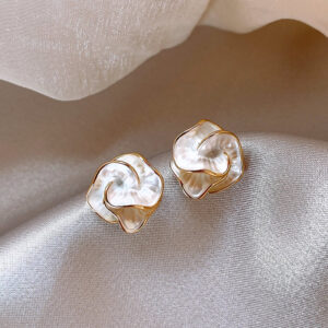 Thin coated camellia earrings