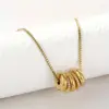 Wholesale Round Pendant Necklace For Women, 18K Gold Plated 304 Stainless Steel, PVD Coated, Zircon Inlay, Box Chain