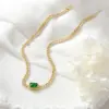 Wholesale Gemstone Necklace For Women With Electroplated Copper Pendant And Cuban Link Chain Curb Chain