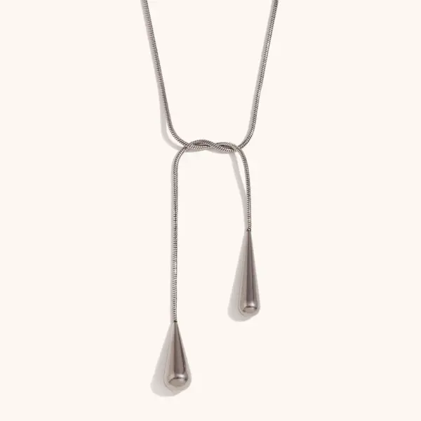 Wholesale PVD Coated Real Gold Plated Geometric Water Droplets Solid Color 304 Stainless Steel Vintage Style Waterproof Non Tarnish Pendant Necklace