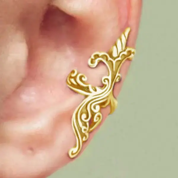 Wholesale Three-dimensional Geometric Clip Earrings For Women In Copper With KC Golden Water Plating And 0.03µm Thickness