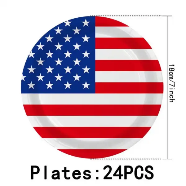Wholesale Independence Day Flag Theme Disposable Tableware Set Paper Plates Paper Cups Tableware Set Celebration Supplies Suitable For Party Activities