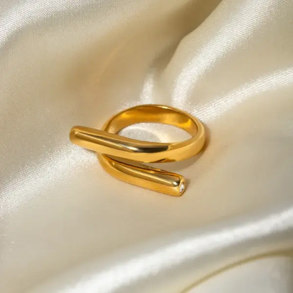 Wholesale PVD Coated Real Gold Plated 18K Gold Irregular Geometric 304 Stainless Steel IG Style Modern Style Classic Style Waterproof Non Tarnish Open Rings