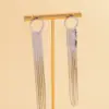 Wholesale Geometric Tassel Drop Earrings For Women In White K Plated Copper With UV Plating And 0.03µm Thickness