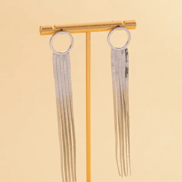 Wholesale Geometric Tassel Drop Earrings For Women In White K Plated Copper With UV Plating And 0.03µm Thickness