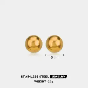 Gold stud earrings-6mm (Marking S999)