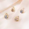 Wholesale Elegant Geometric Heart Zircon New Style Fashionable Versatile Lightweight Luxury Earrings Cross Pattern Polished Finish