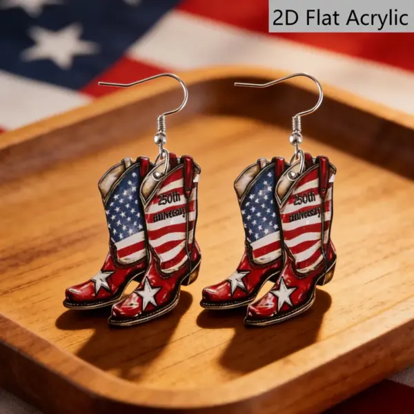 Wholesale Retro Print Boots Drop Earrings For Women In White & Red Acrylic With 304 Stainless Steel Ear Pins