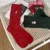 Wholesale Women's Mid-Calf Christmas Socks Cotton Sweat Absorbent Autumn Winter Knitted Patterned Snowman Embroidery Fashionable Chunky Socks