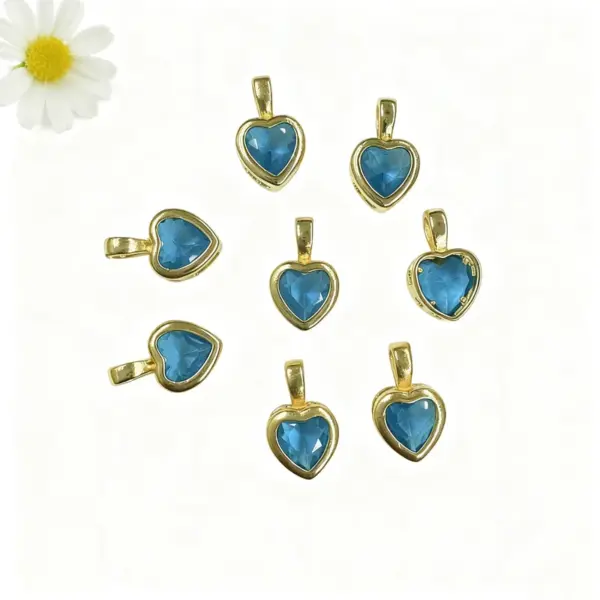oly-d166c87185c4b5ac47aafad39411b95f Wholesale 18K Gold Plated Copper Color Retention Zircon Heart-Shaped Birthstone Pendant DIY Jewelry Hanging Water Plated Imitation Gold Geometric