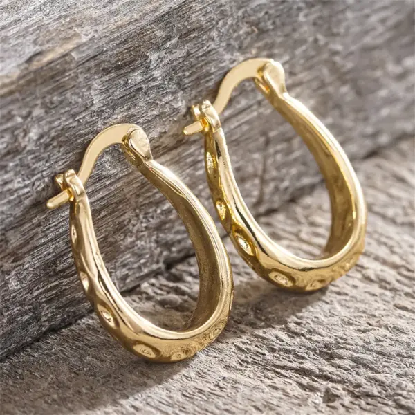 Wholesale Three-dimensional Geometric Earrings For Women In Copper With KC Golden Water Plating And 0.03µm Thickness