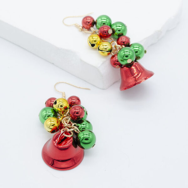Wholesale Christmas red and green color matching bell earrings creative simple color tassel earrings Christmas Carnival earrings