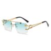 Wholesale trendy frameless sunglasses Leopard head fashion trimming sunglasses men's temperament women's online celebrity street glasses