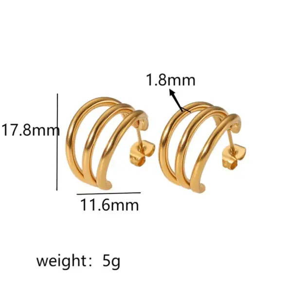 Wholesale PVD Coated Real Gold Plated 18K Gold U Shape 304 Stainless Steel Simple Style Waterproof Non Tarnish Ear Studs